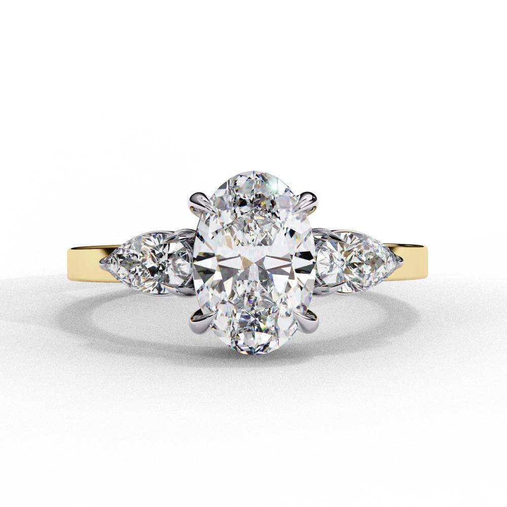 Oval with Pear Three Stone Engagement Ring