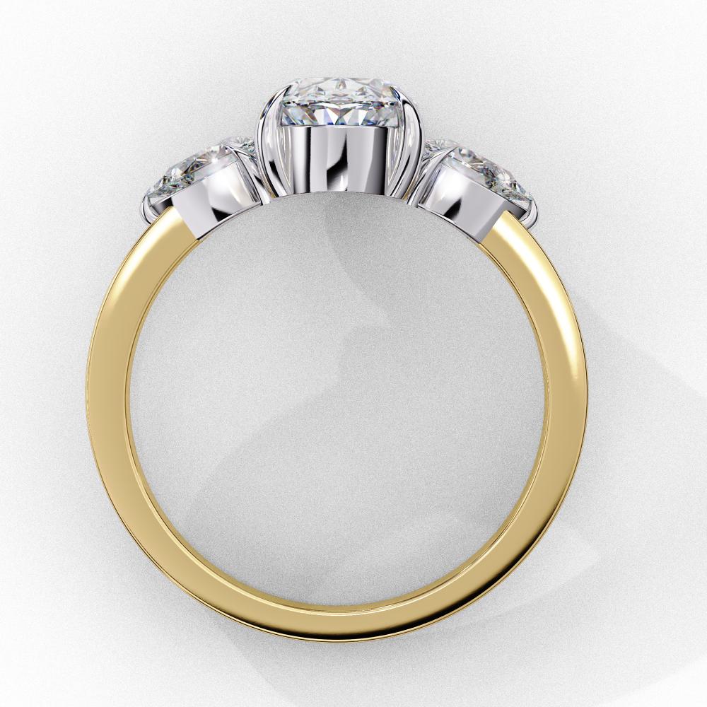 Oval with Pear Three Stone Engagement Ring