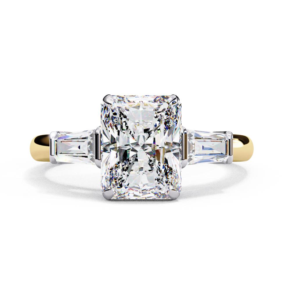 Radiant with Baguette Three Stone Engagement Ring