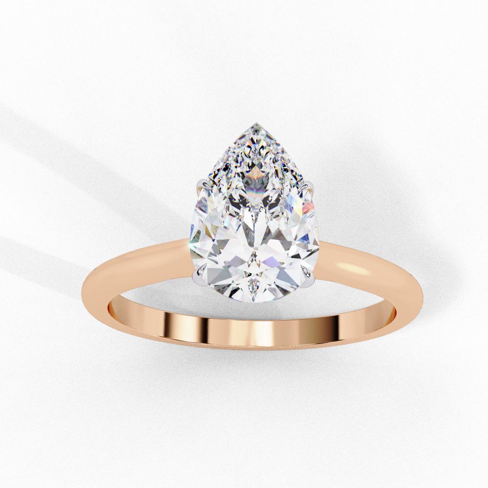 Pear 4 Claw Solitaire Engagement ring