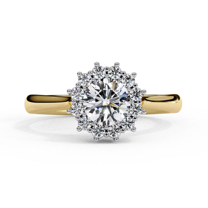 round halo vintage diamond engagement ring