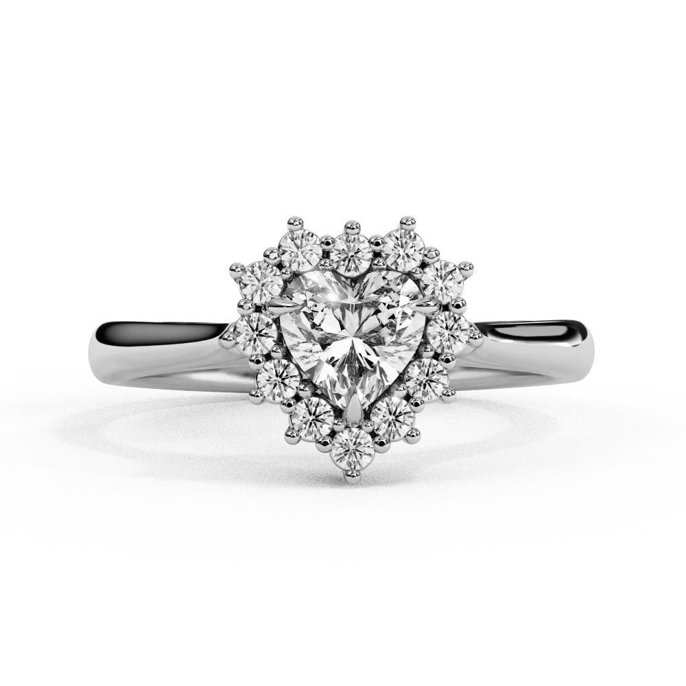 Heart Vintage Halo Engagement Ring