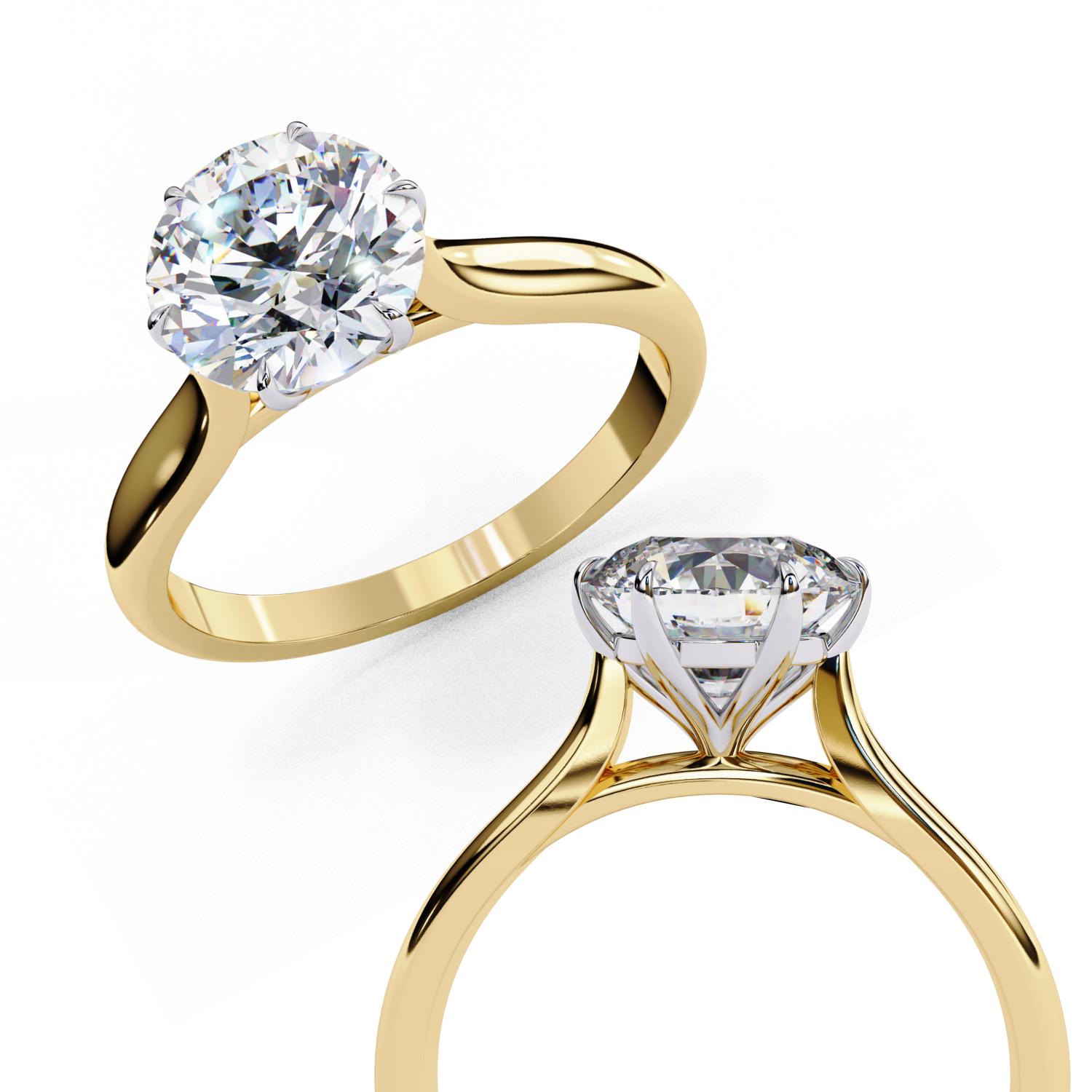 Round Solitaire with 6 Claw Prong Engagement ring