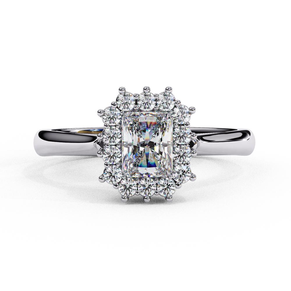 Radiant Vintage Halo Engagement Ring