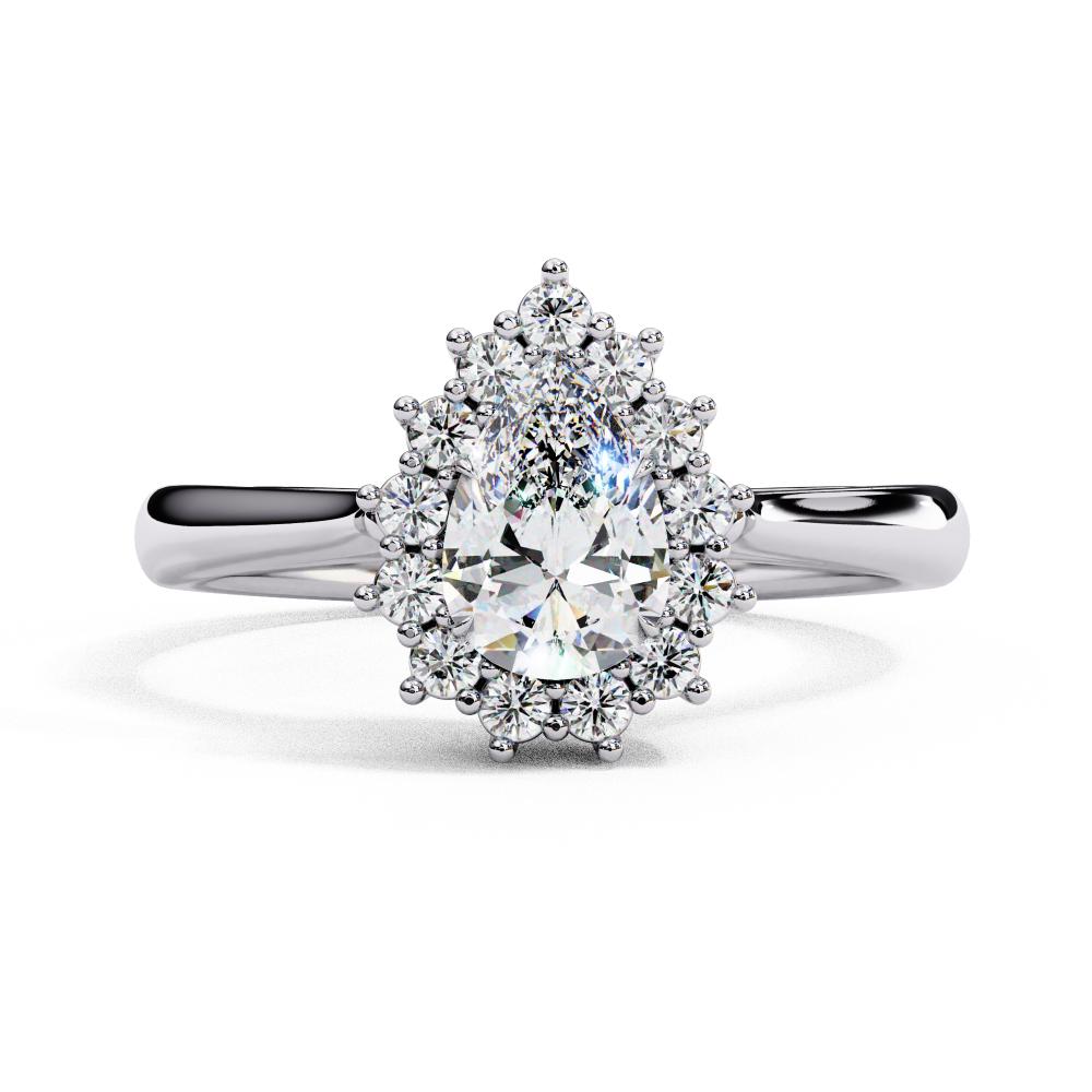 Pear Vintage Halo Engagement Ring