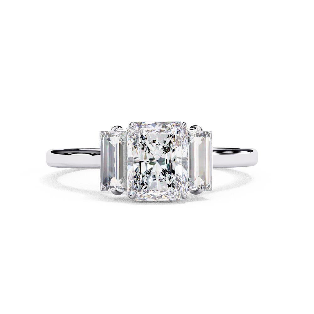 Radiant Three Stone with Cathedral Engagement Ring