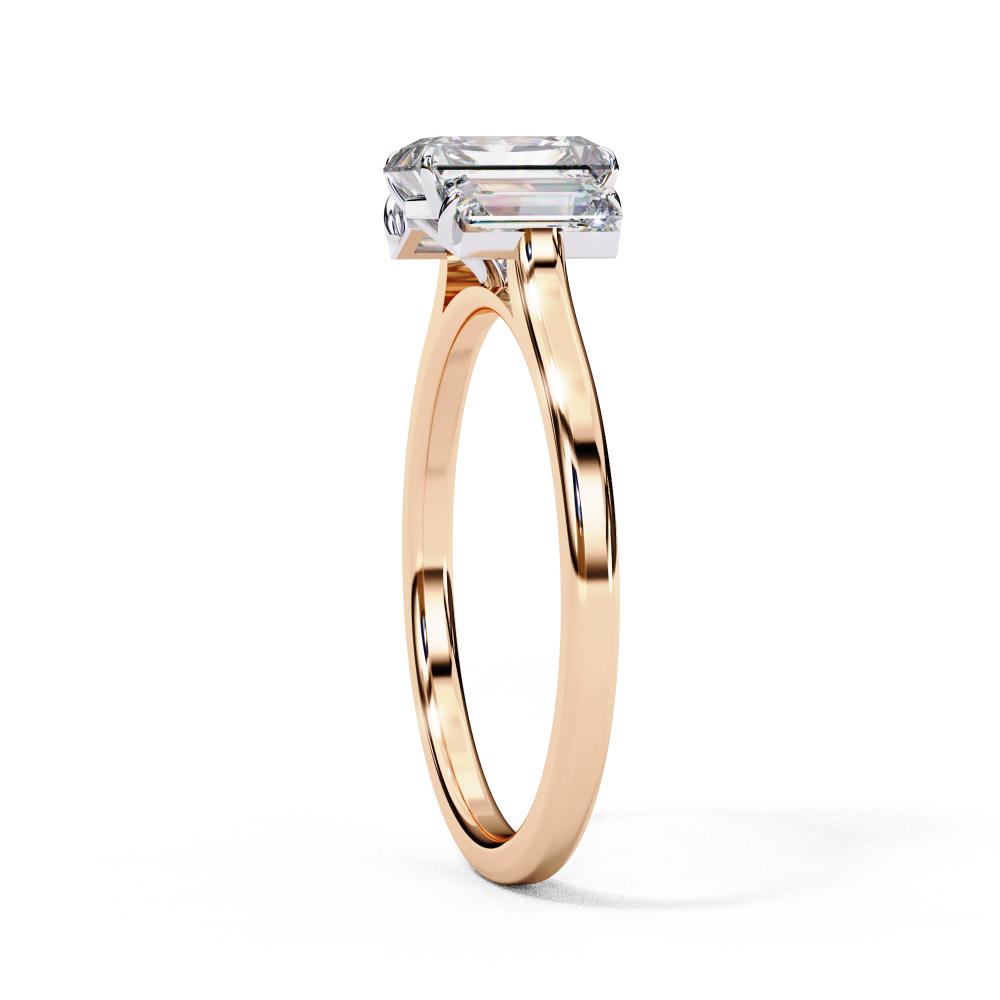 Radiant Three Stone with Cathedral Engagement Ring