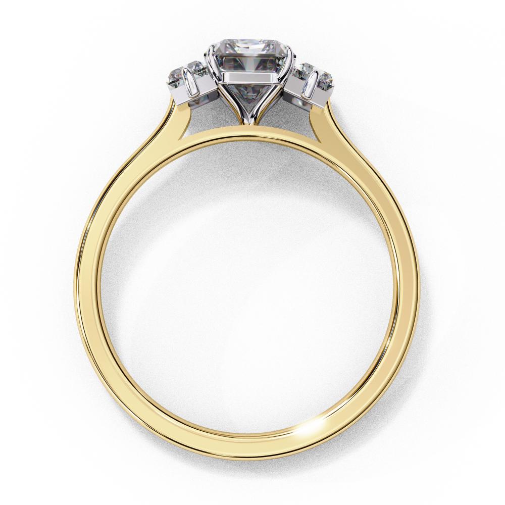 Radiant Three Stone with Cathedral Engagement Ring