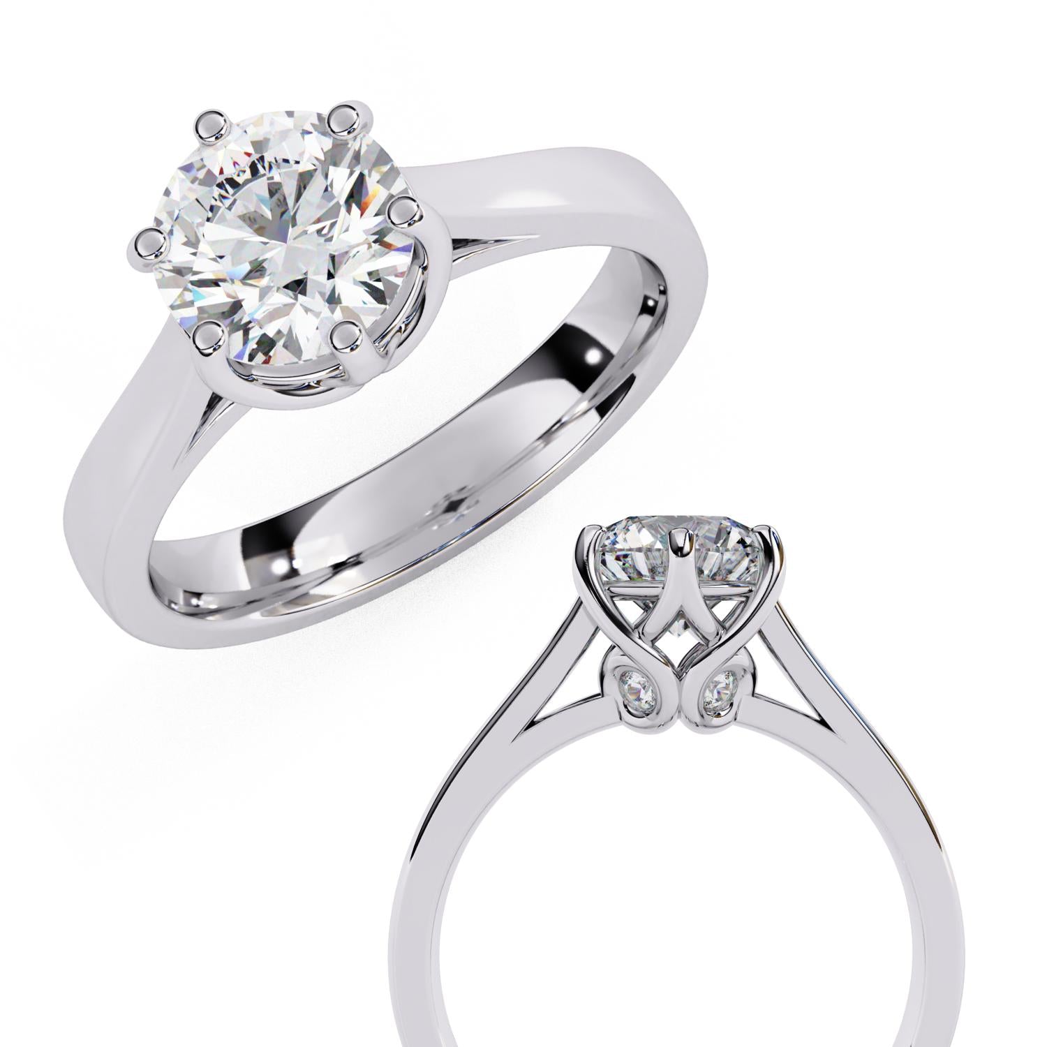 Round Solitaire with Unique Style Engagement Ring