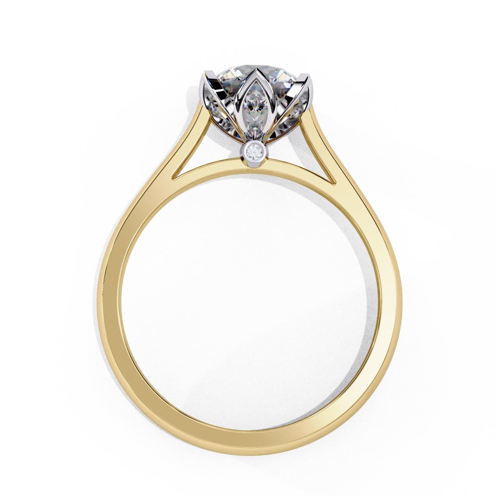 Round Cathedral with Flower Prong Engagement Ring