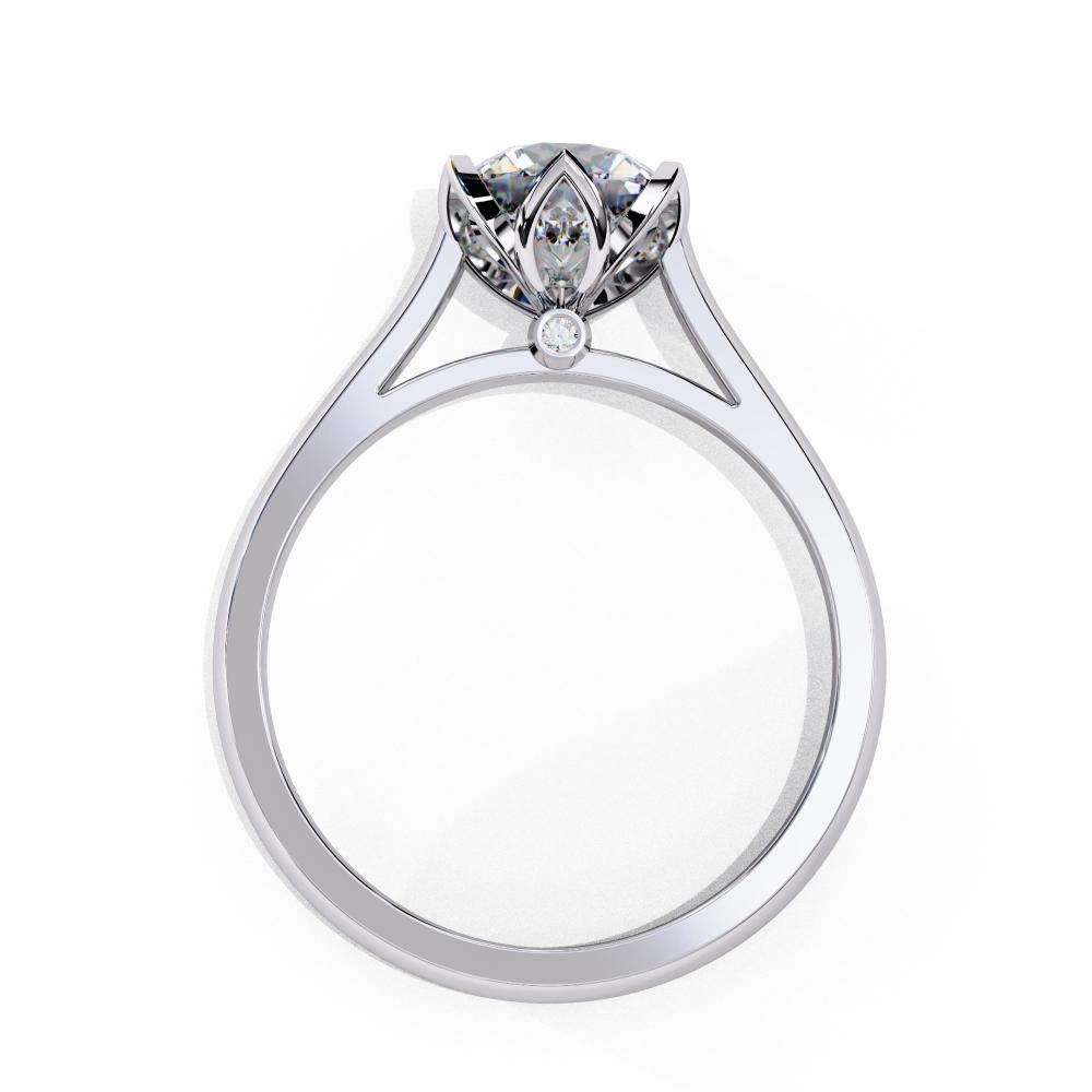 Round Cathedral with Flower Prong Engagement Ring