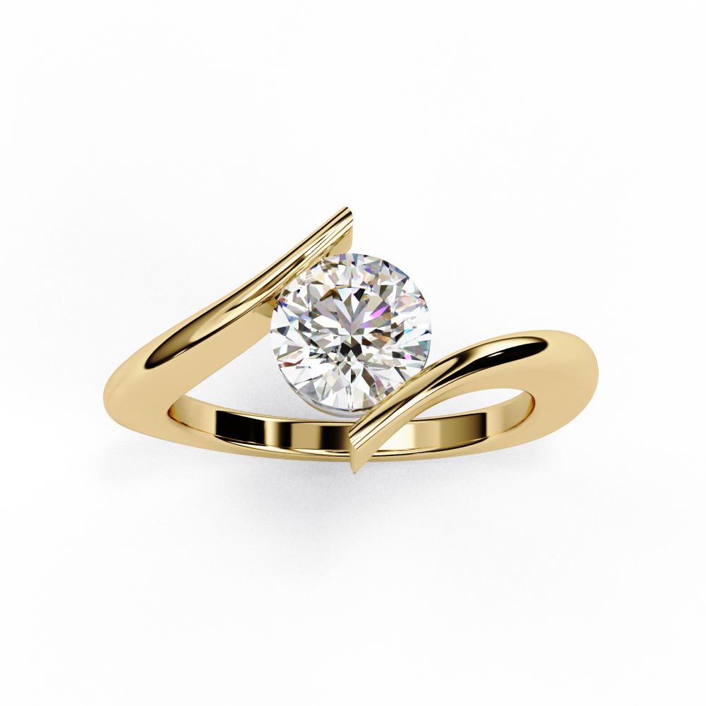 Round Solitaire Bypass Engagement Ring