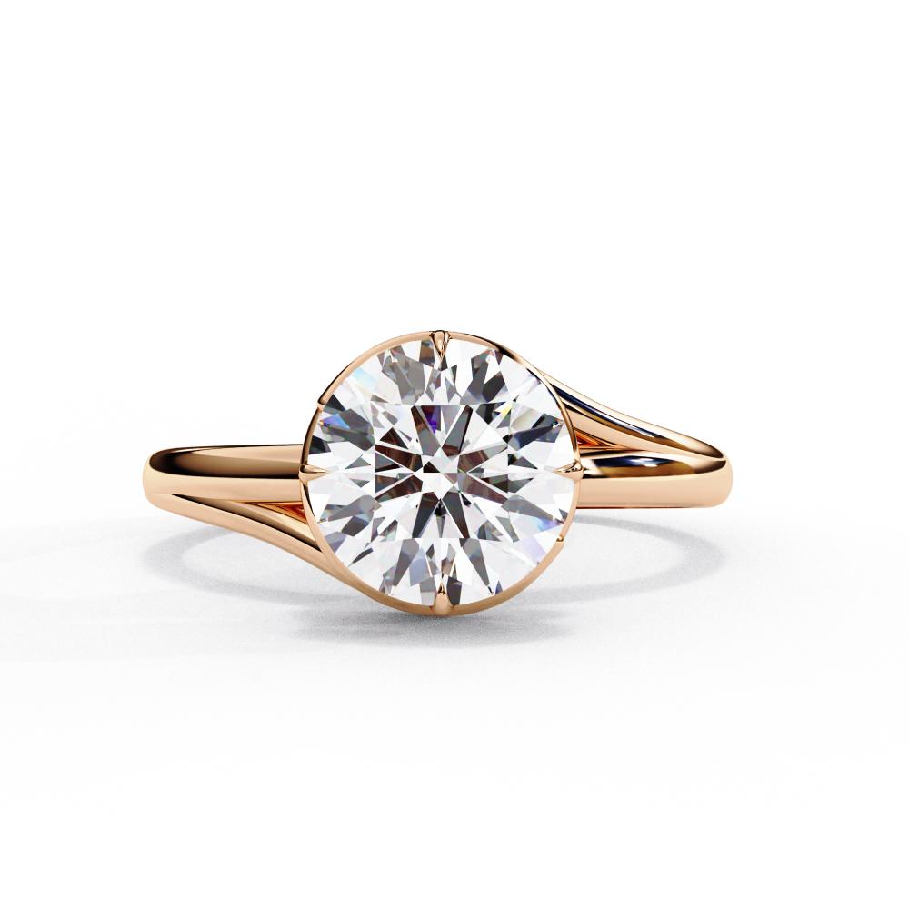 Round Solitaire Wave Style Engagement Ring