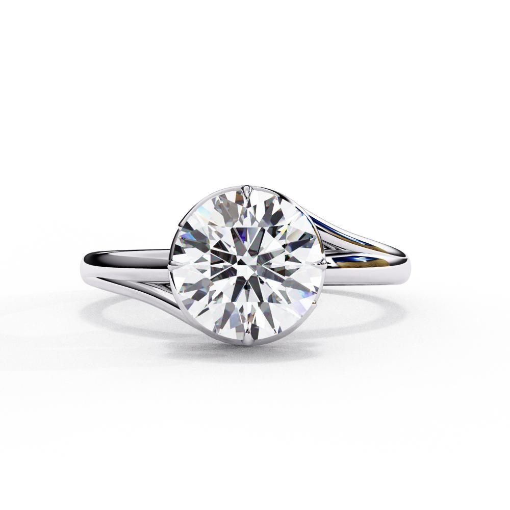 Round Solitaire Wave Style Engagement Ring