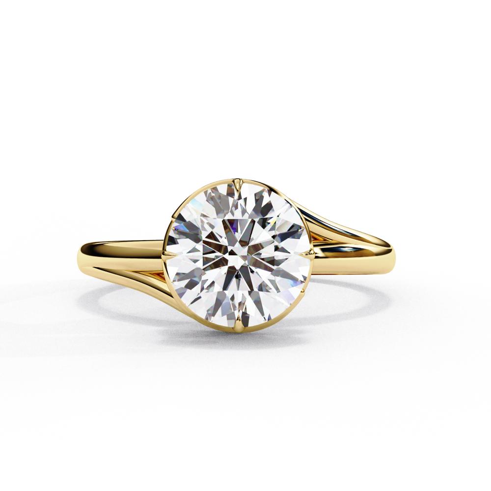 Round Solitaire Wave Style Engagement Ring