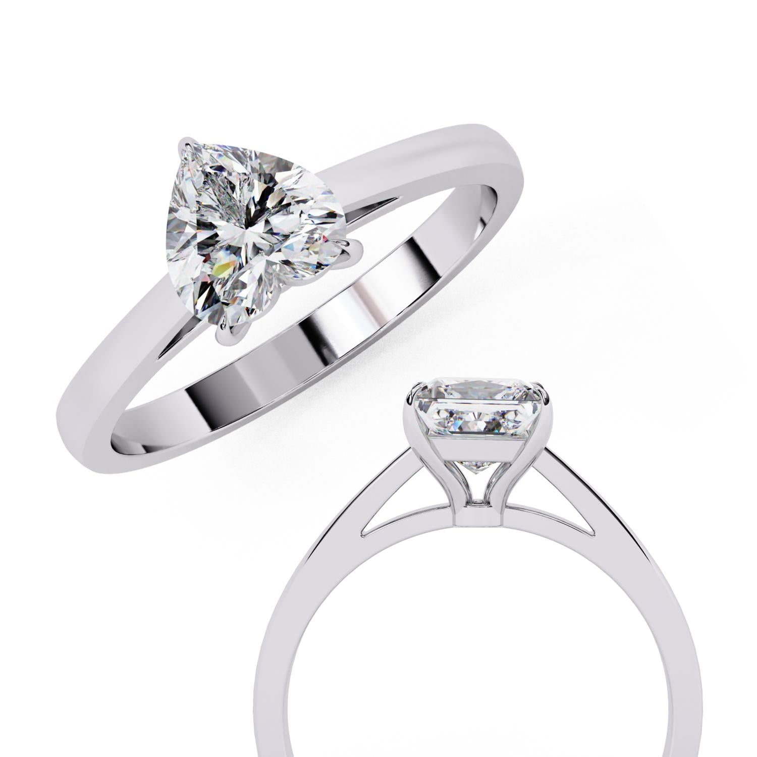 Heart Solitaire Cathedral Engagement Ring