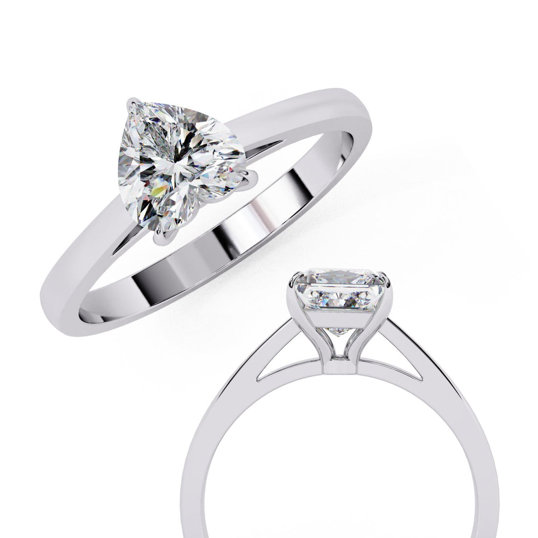 Heart Solitaire Cathedral Engagement Ring