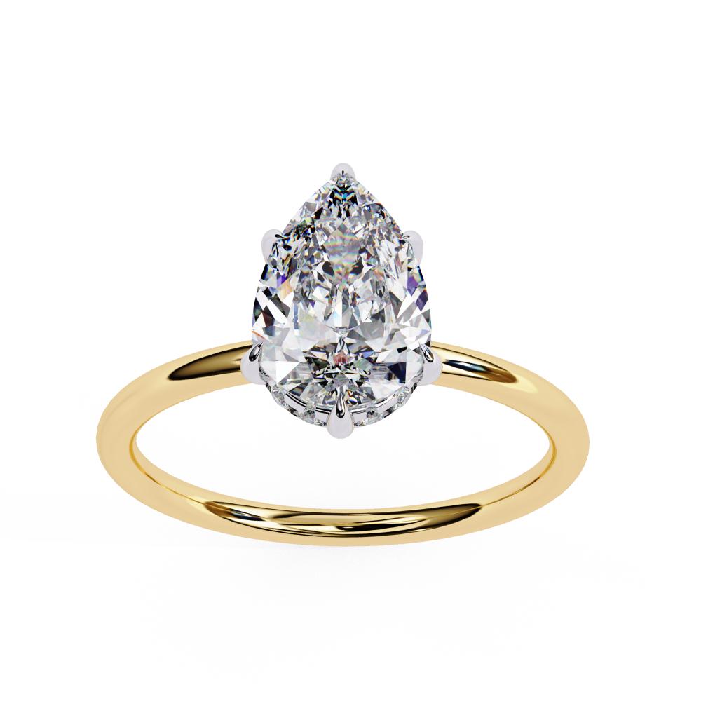Pear Hidden Halo Engagement Ring