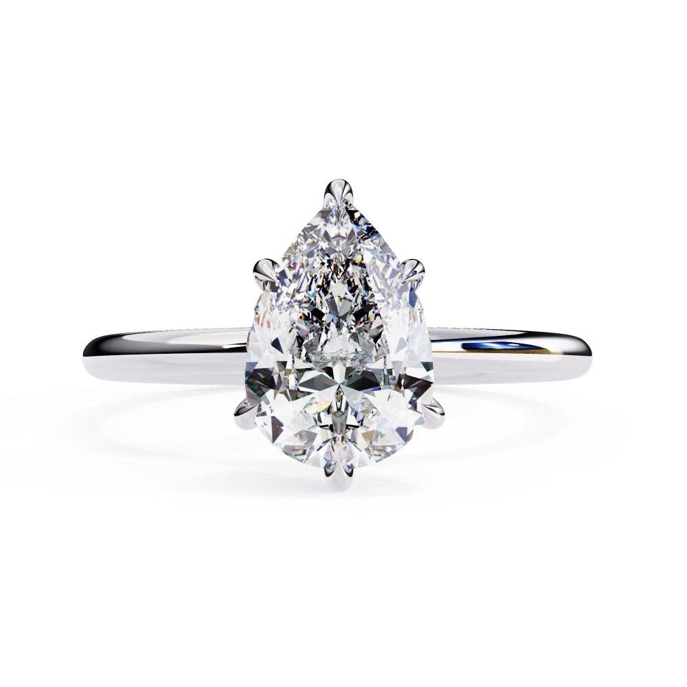 Pear Hidden Halo Engagement Ring