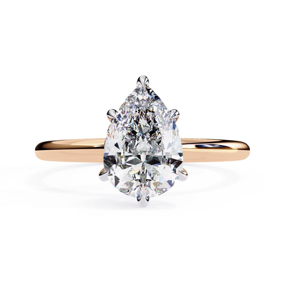 Pear Hidden Halo Engagement Ring