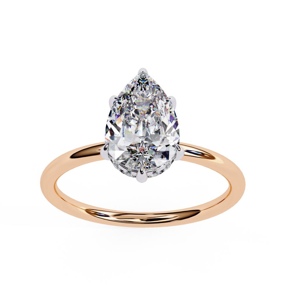 Pear Hidden Halo Engagement Ring