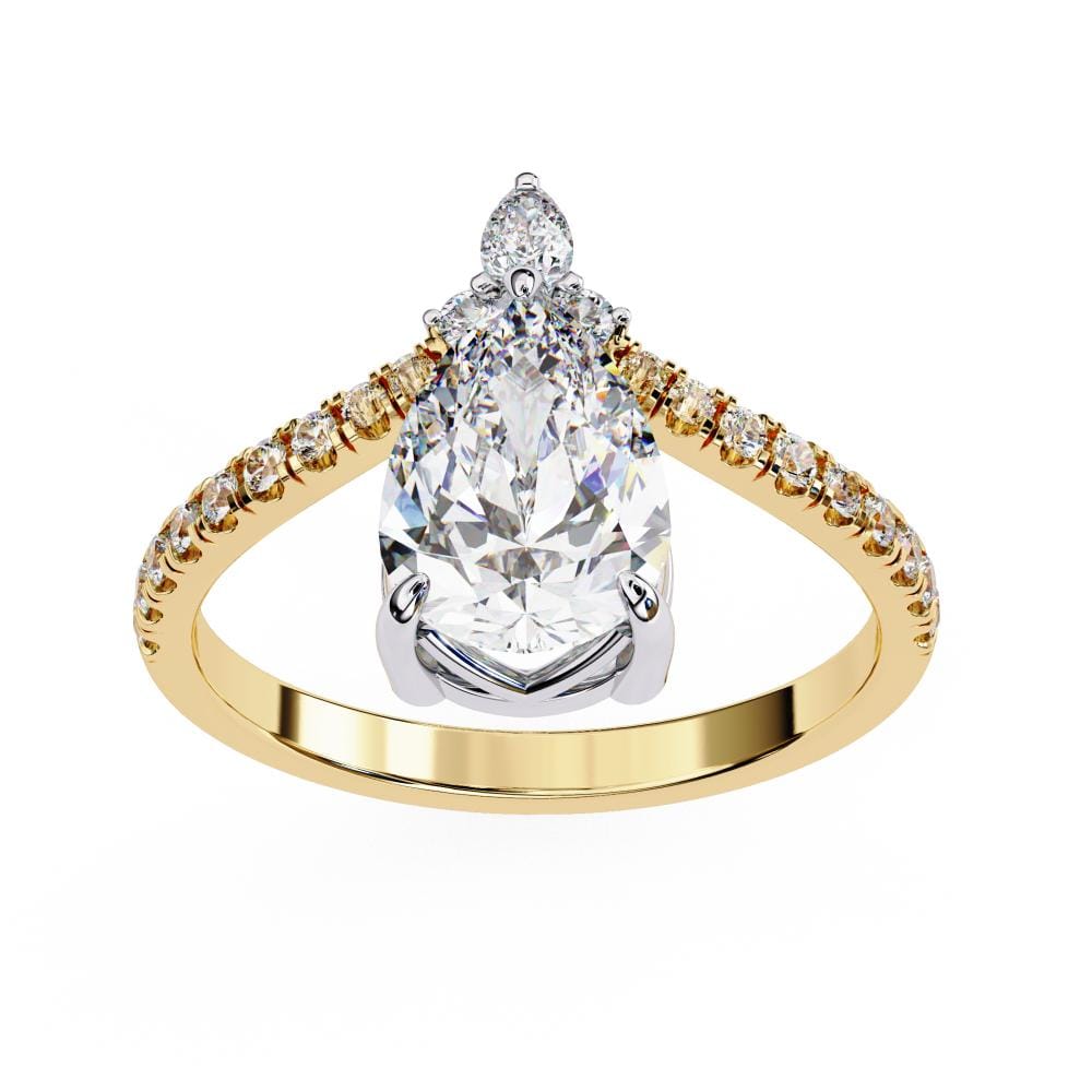 Pear Vintage Style With Curved Engagement ring