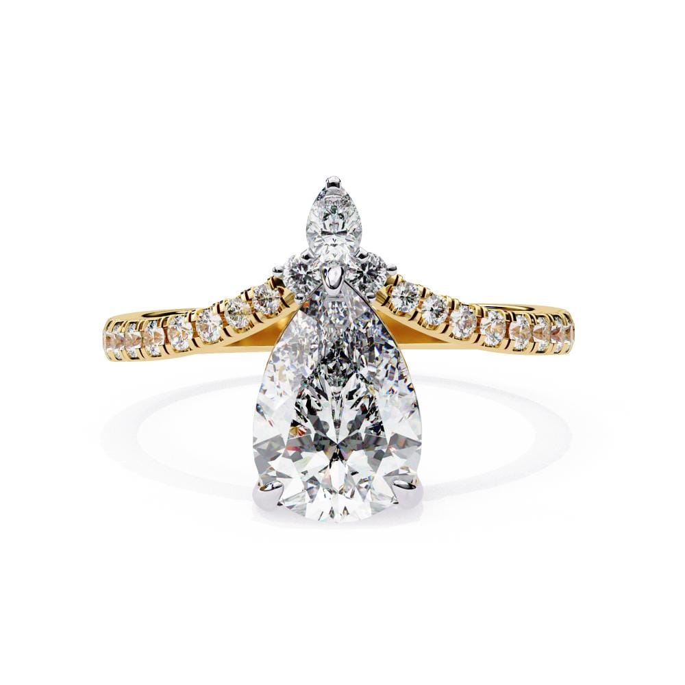 Pear Vintage Style With Curved Engagement ring