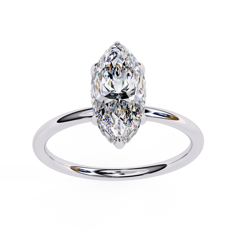 Marquise Hidden Halo Engagement Ring