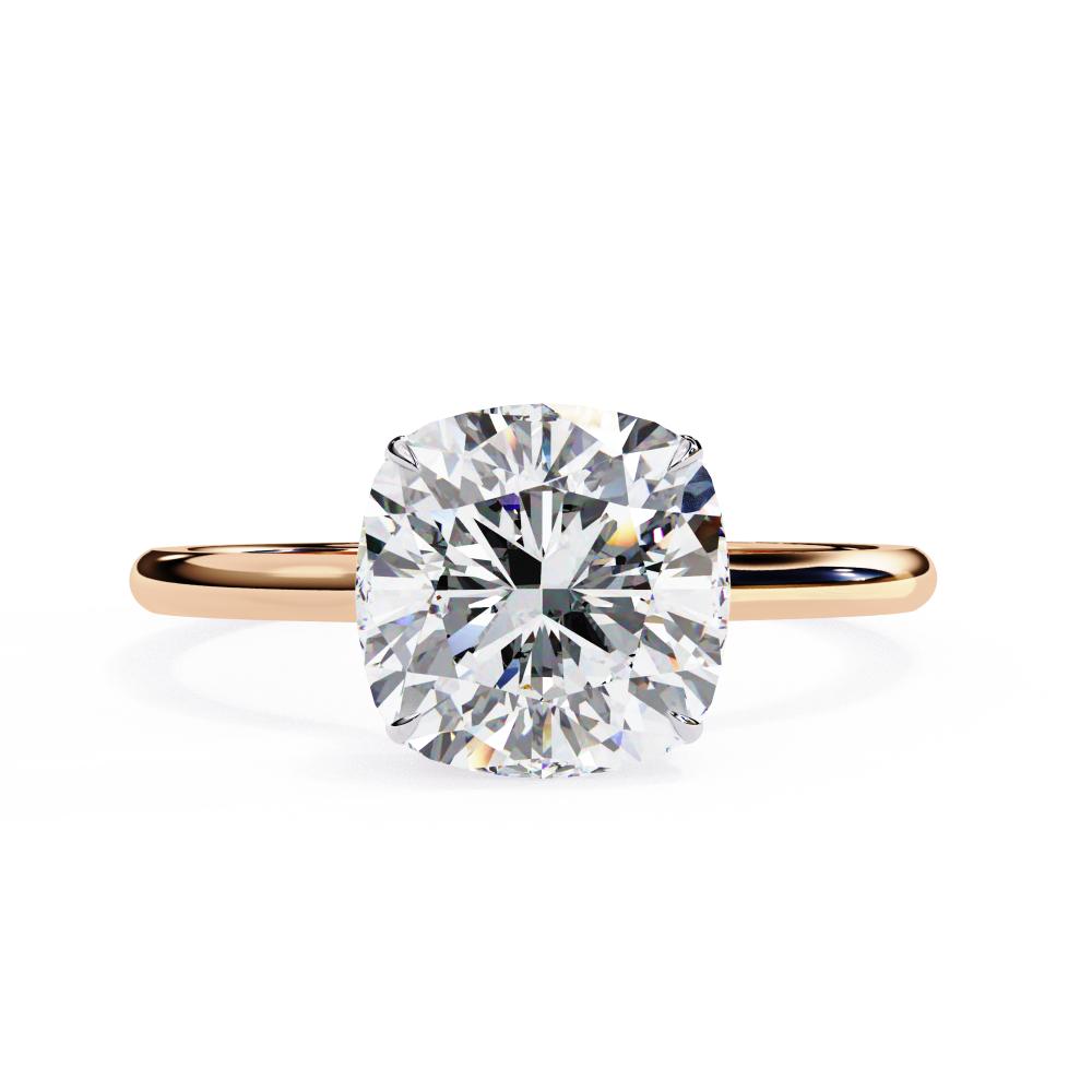 Cushion Petite Pave Hidden Halo Engagement Ring