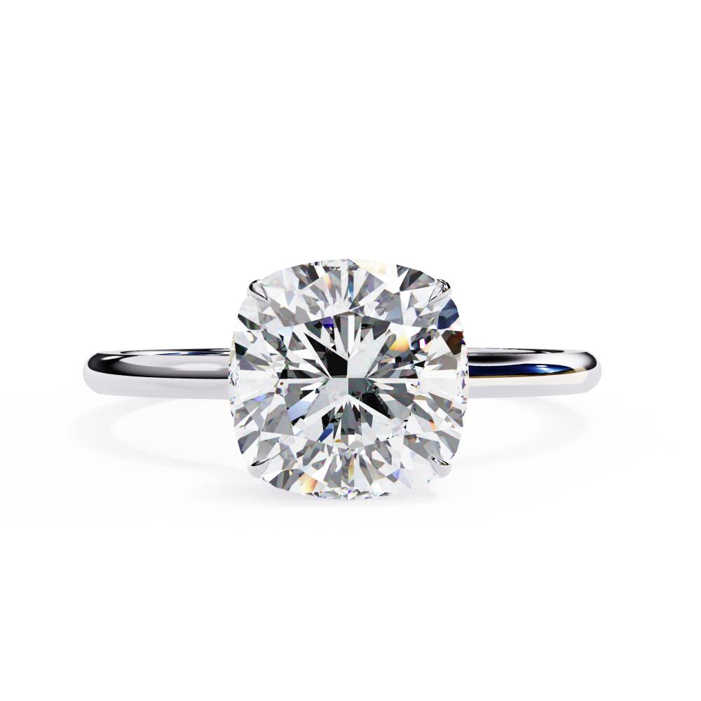 Cushion Petite Pave Hidden Halo Engagement Ring