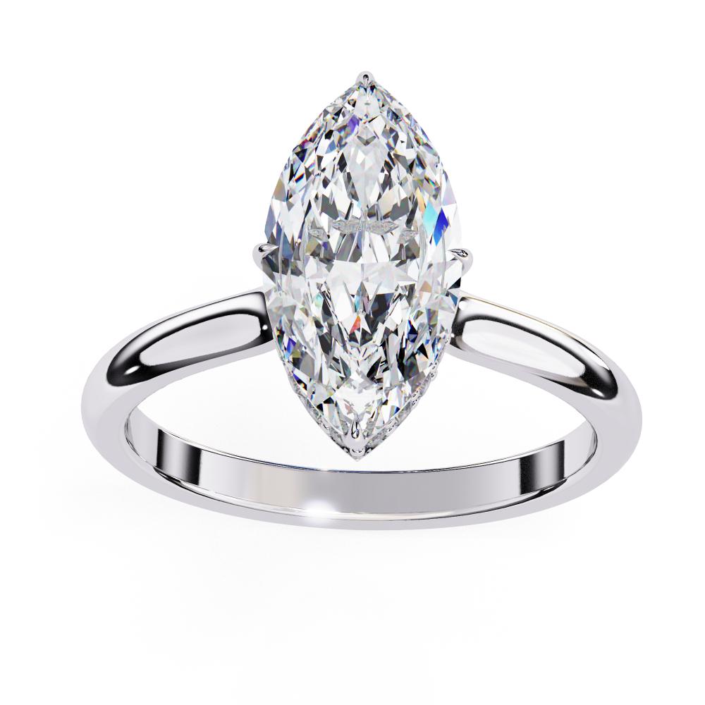 Marquise Petite Pave Hidden Halo Engagement Ring