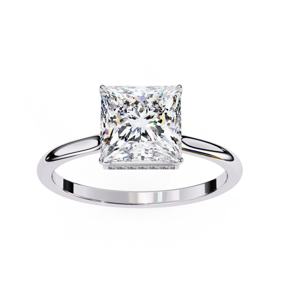 Princess Petite Pave Hidden Halo Engagement Ring