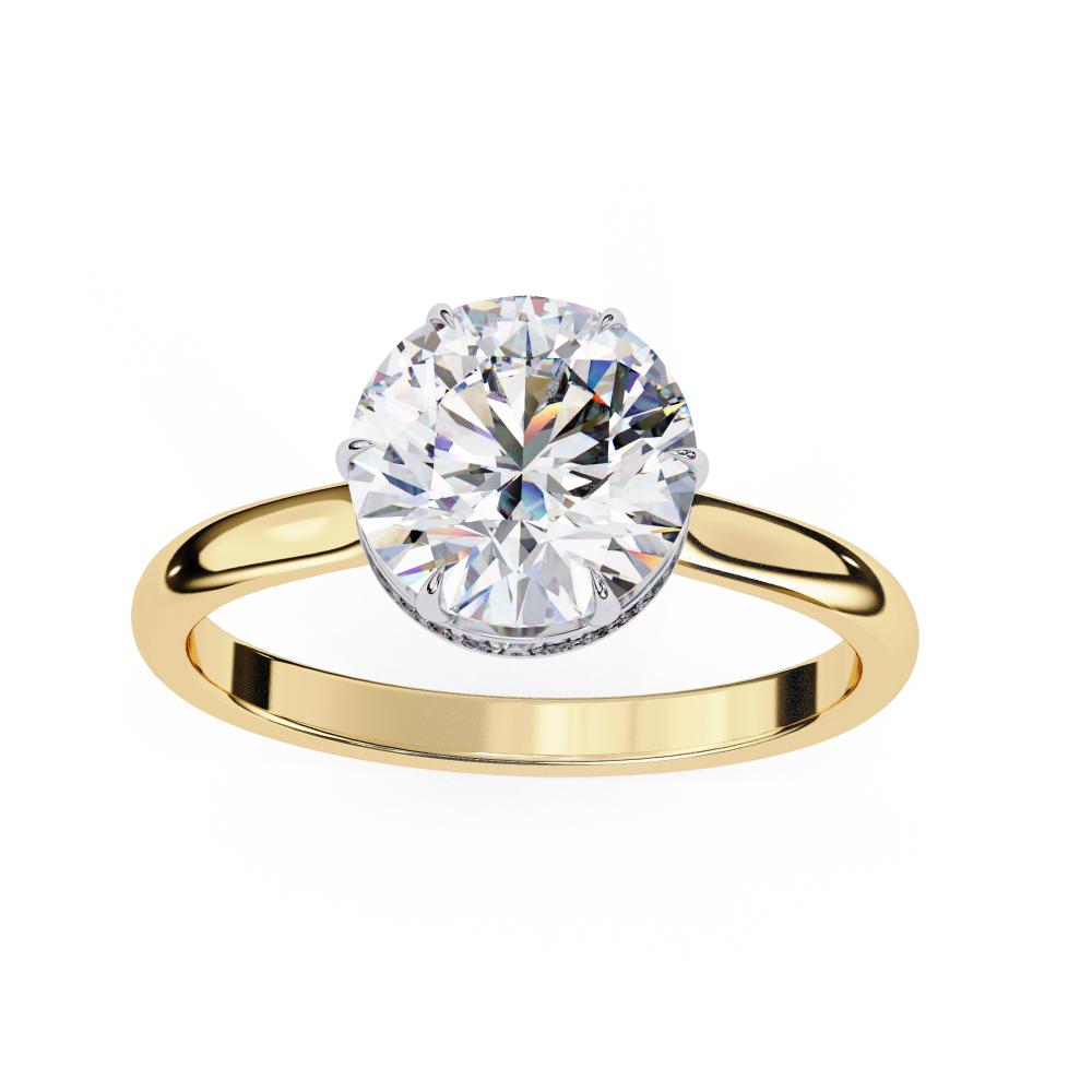 Round Hidden Halo Petite Pave Set Engagement Ring