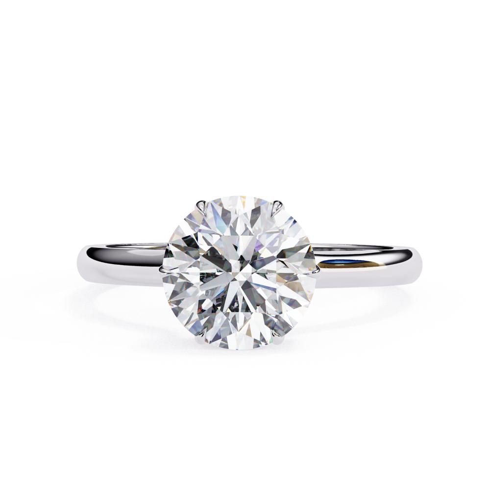 Round Hidden Halo Petite Pave Set Engagement Ring