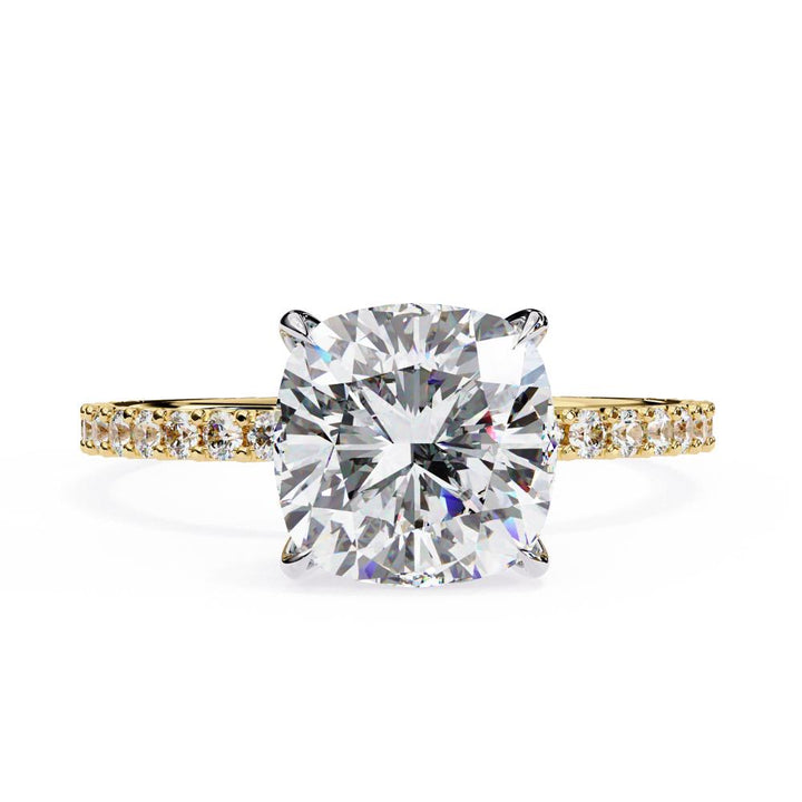 Cushion Mystic Secret Halo With Pave Engagement Ring