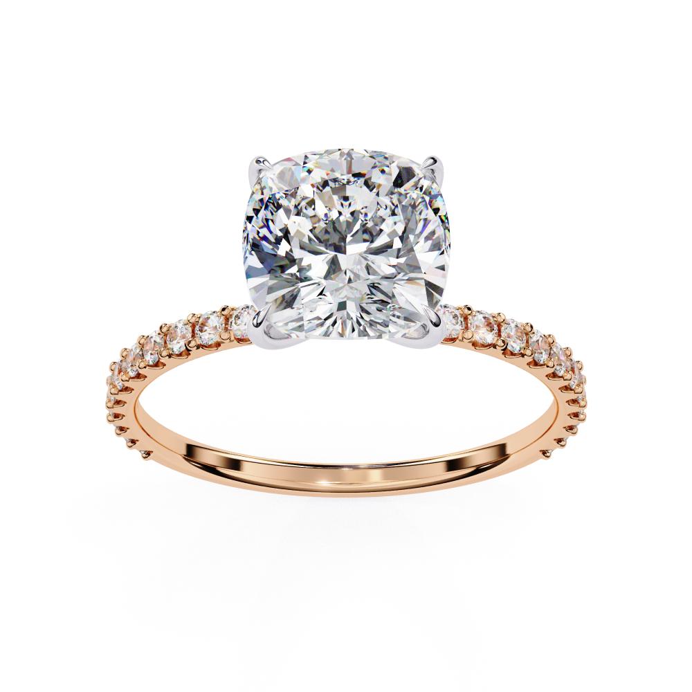 Cushion Mystic Secret Halo With Pave Engagement Ring