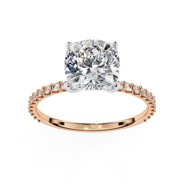 Cushion Mystic Secret Halo With Pave Engagement Ring