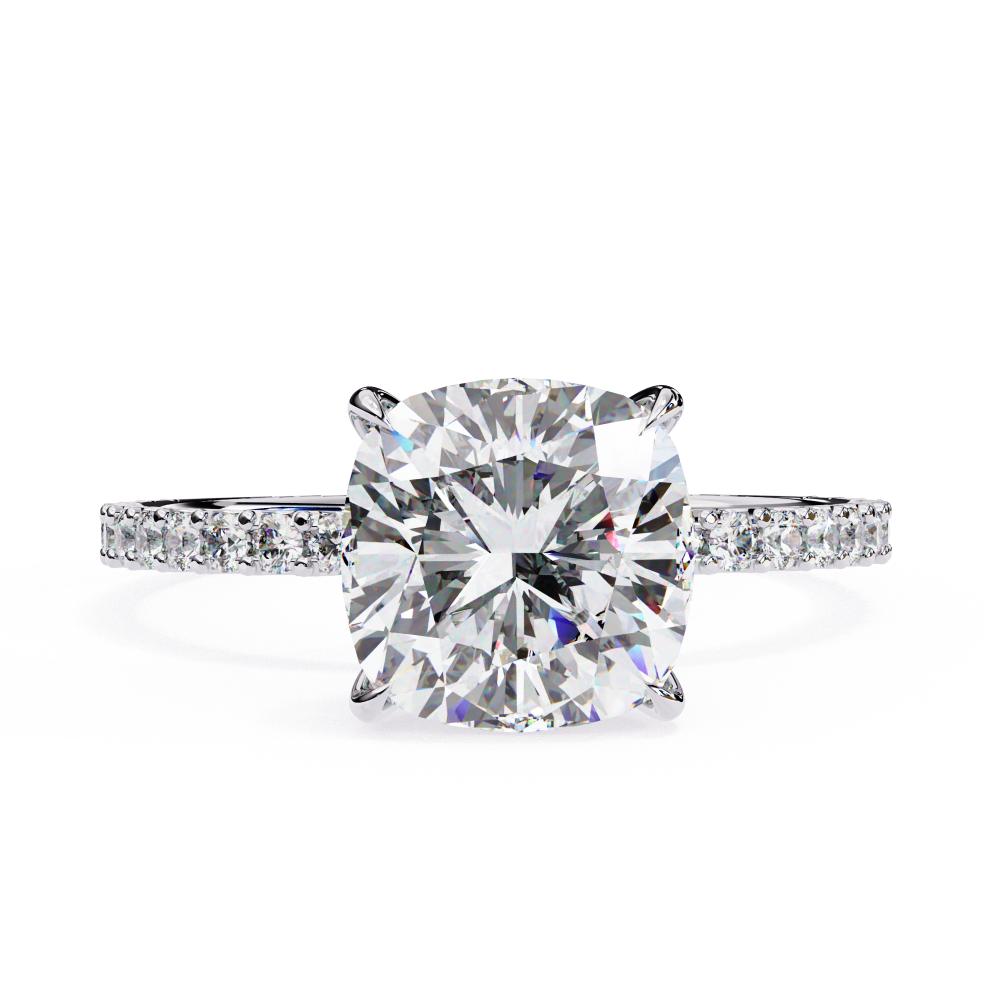 Cushion Mystic Secret Halo With Pave Engagement Ring