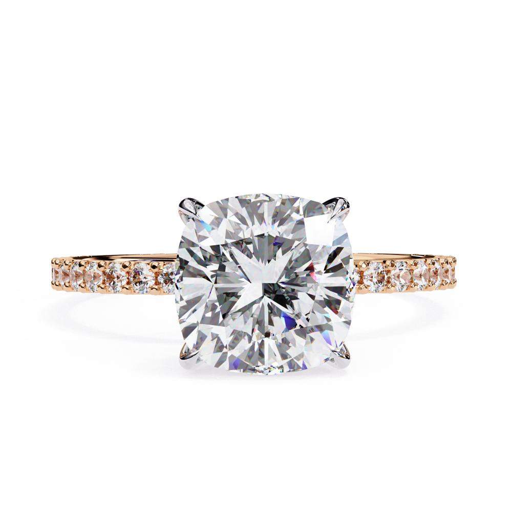 Cushion Mystic Secret Halo With Pave Engagement Ring