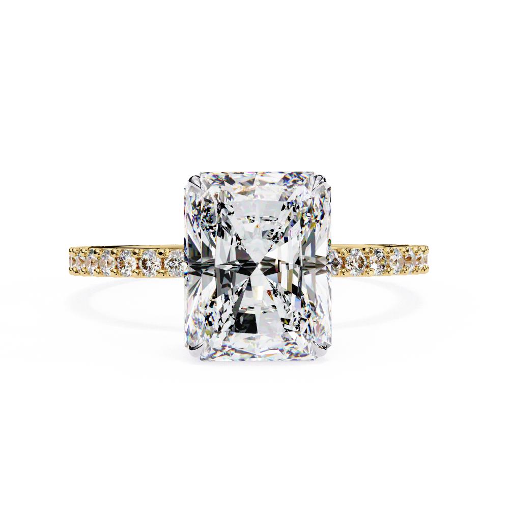 Radiant Mystic Secret Halo With Pave Engagement Ring