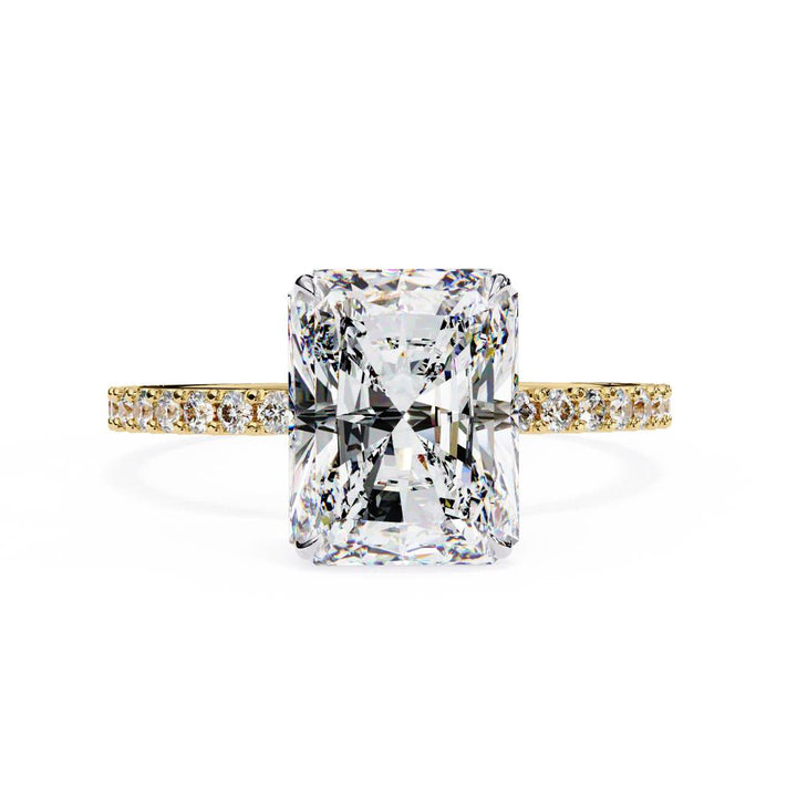 Radiant Mystic Secret Halo With Pave Engagement Ring