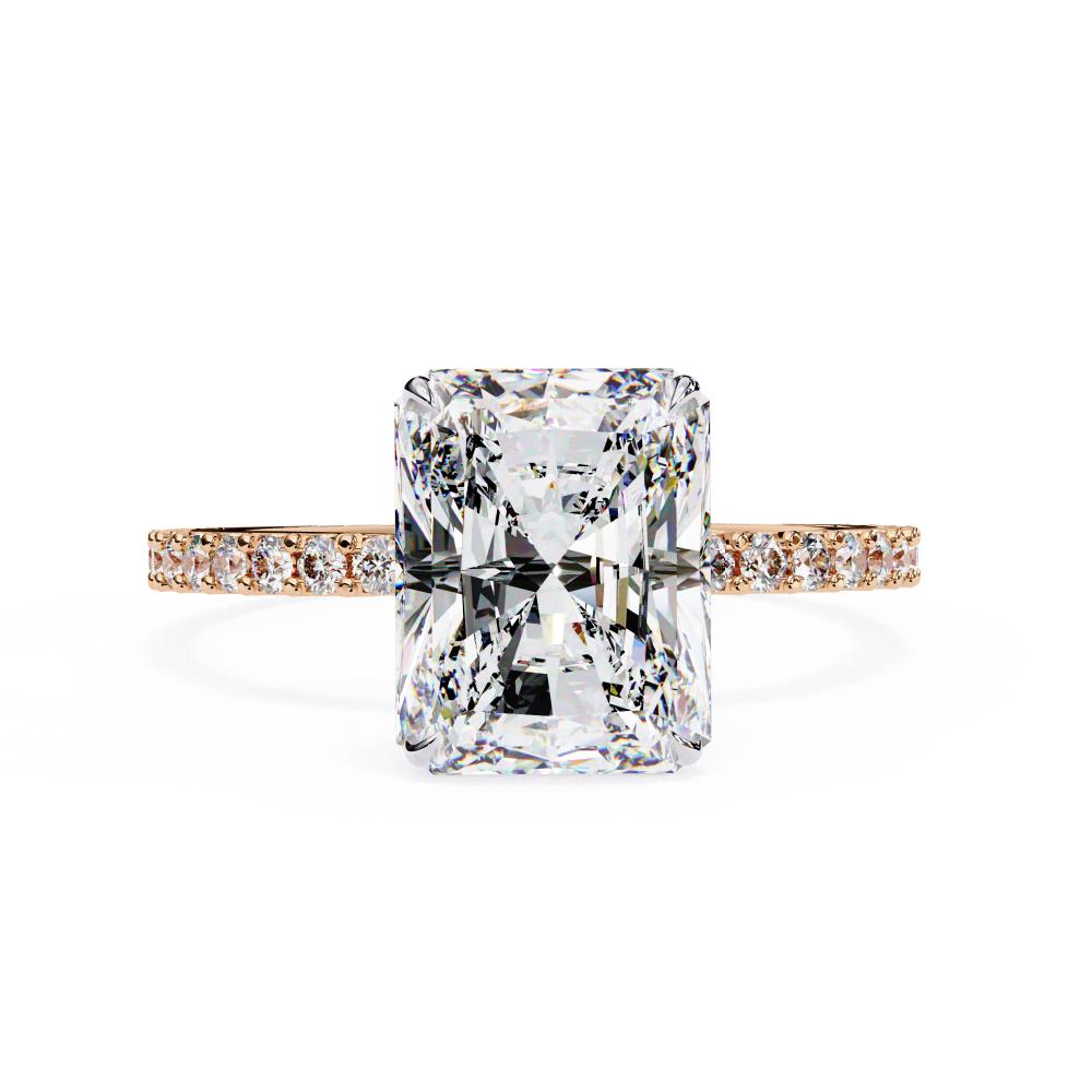 Radiant Mystic Secret Halo With Pave Engagement Ring