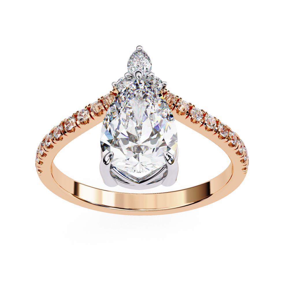 Pear Vintage Style With Curved Engagement ring