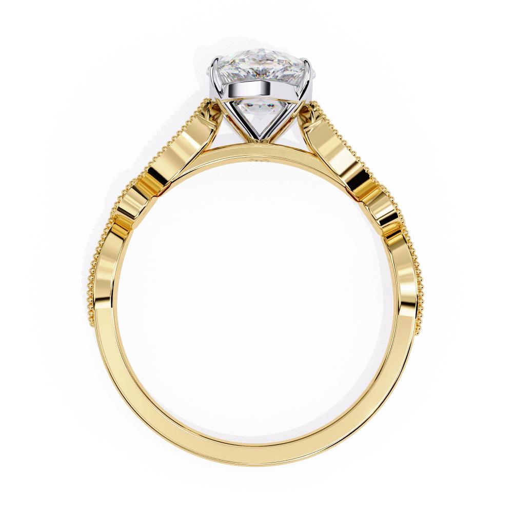 Oval Cathedral with Milgrain Band Engagement Ring