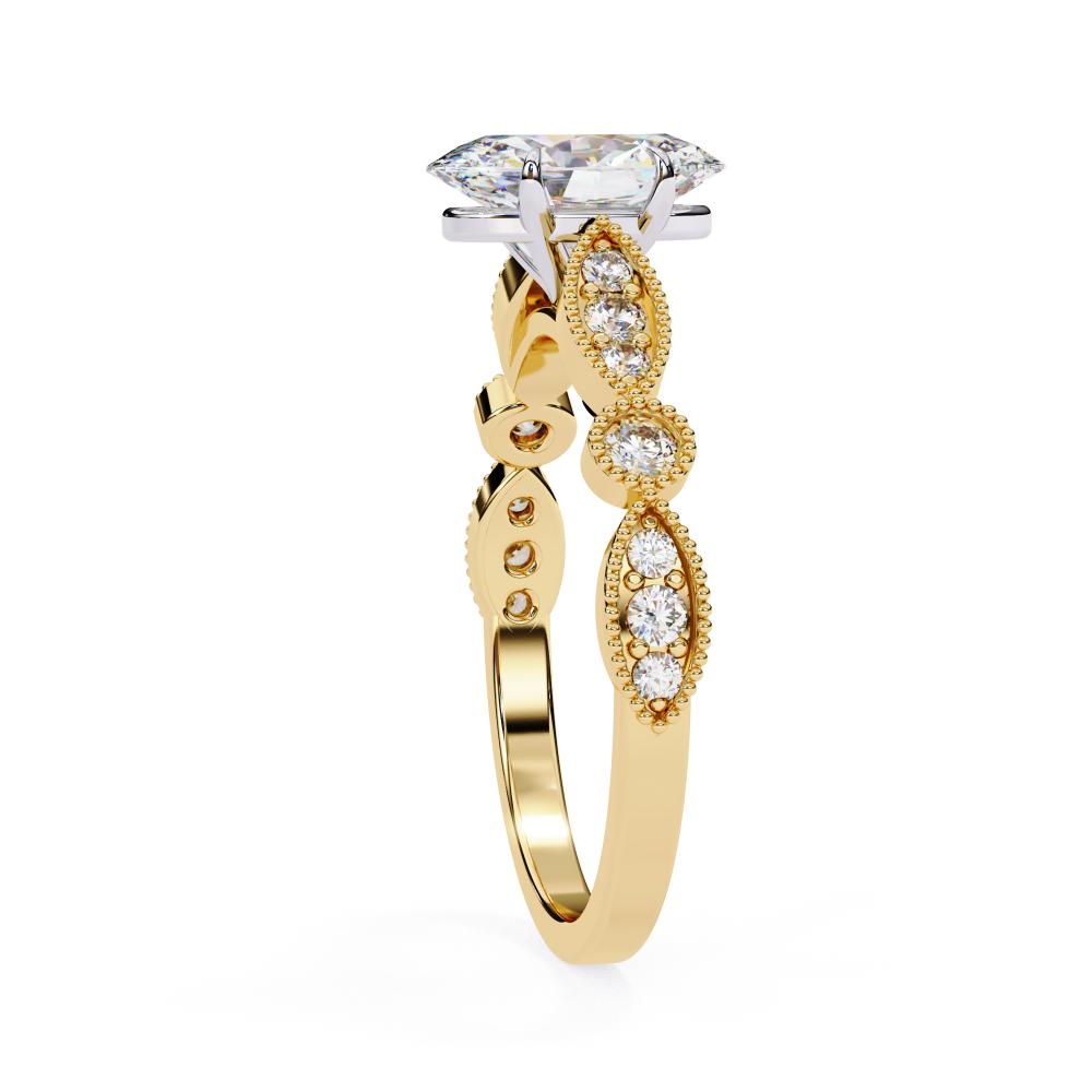 Oval Cathedral with Milgrain Band Engagement Ring
