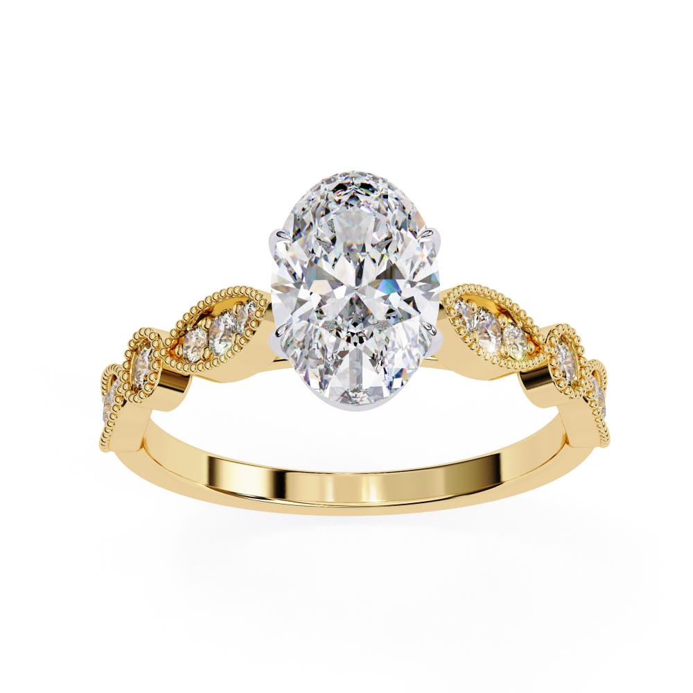 Oval Cathedral with Milgrain Band Engagement Ring
