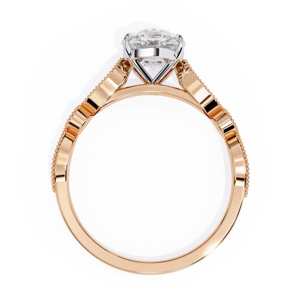 Oval Cathedral with Milgrain Band Engagement Ring