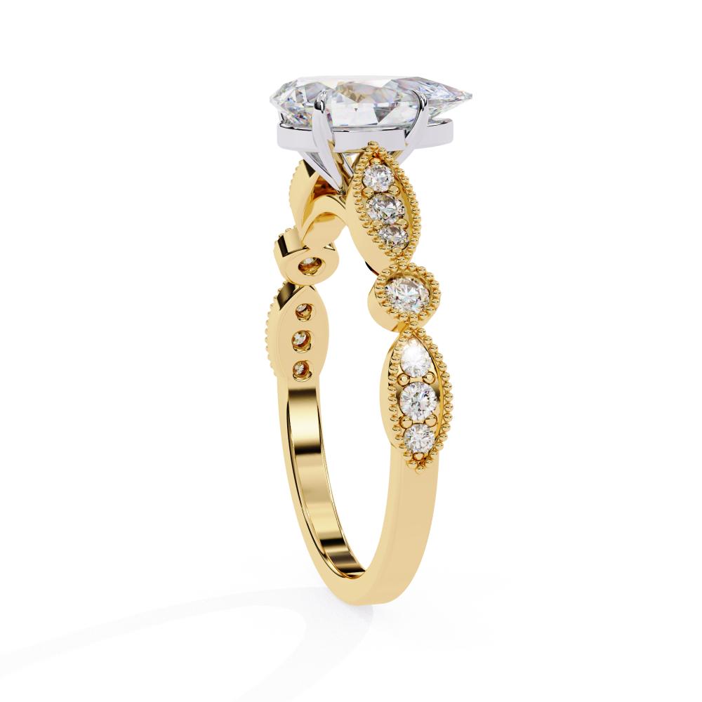 Pear Cathedral with Milgrain Band Engagement Ring