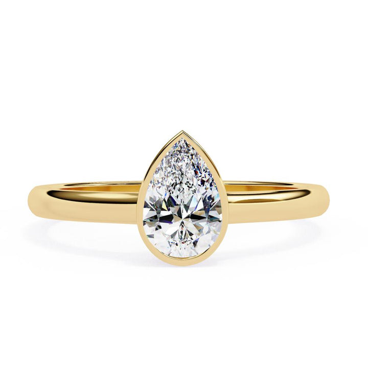 bezel set pear engagement ring
