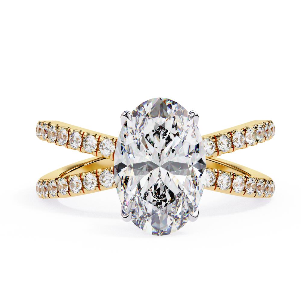 Oval Hidden Halo With Split Shank Engagement Ring